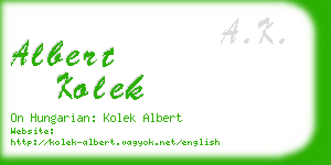 albert kolek business card